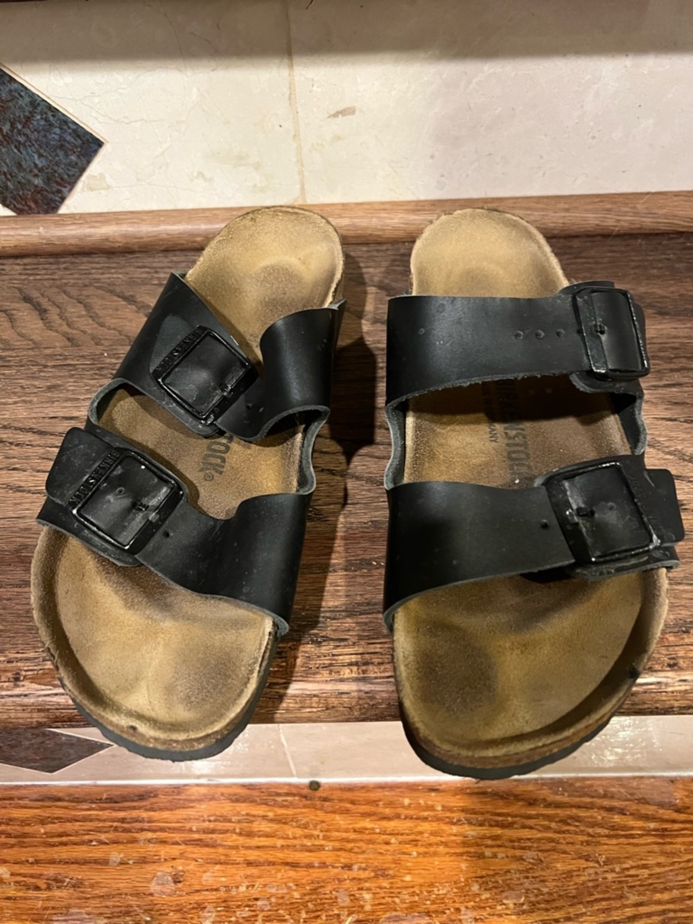 Men's Black Double-Strap Slide Sandals - Comfort Footbed